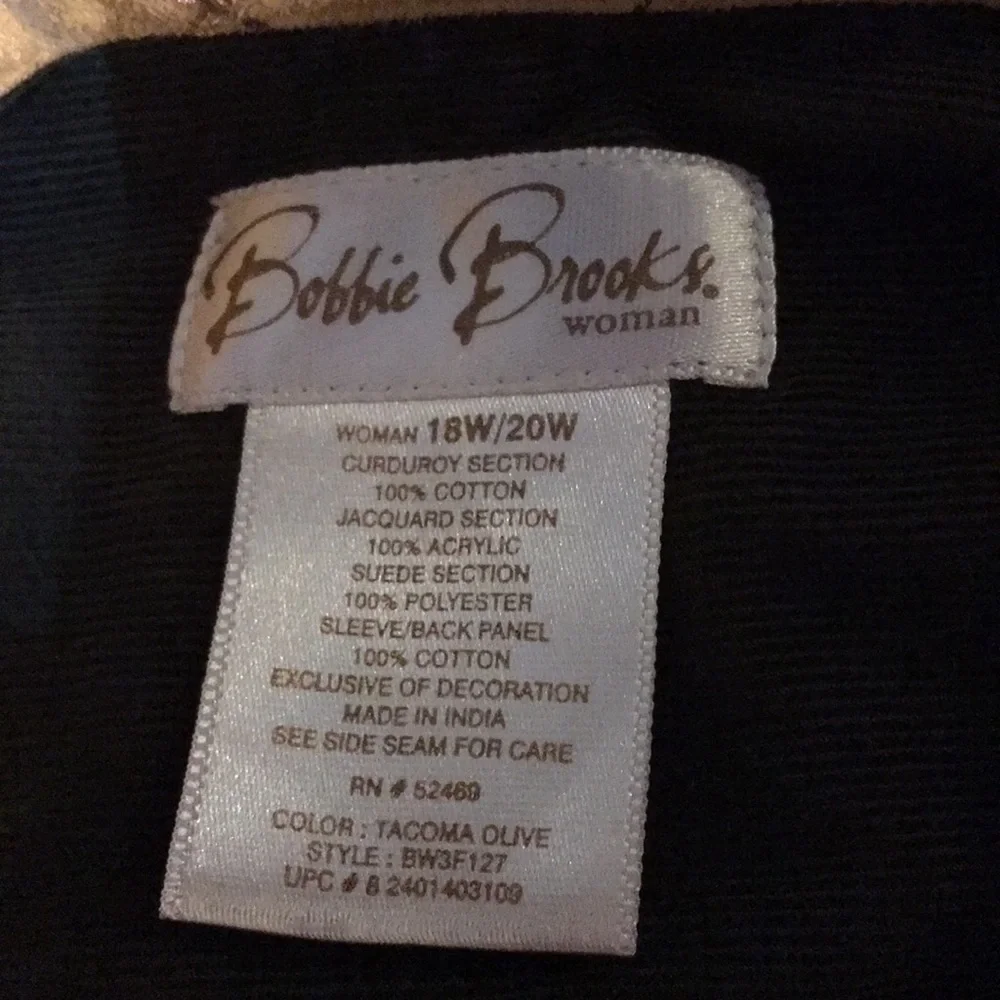 CORDUROY Long Sleeve Shirt Size 18W - Picture 3 of 4